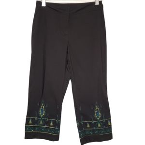 Worthington Embroidered Capri Pants Black Size 8 Petite